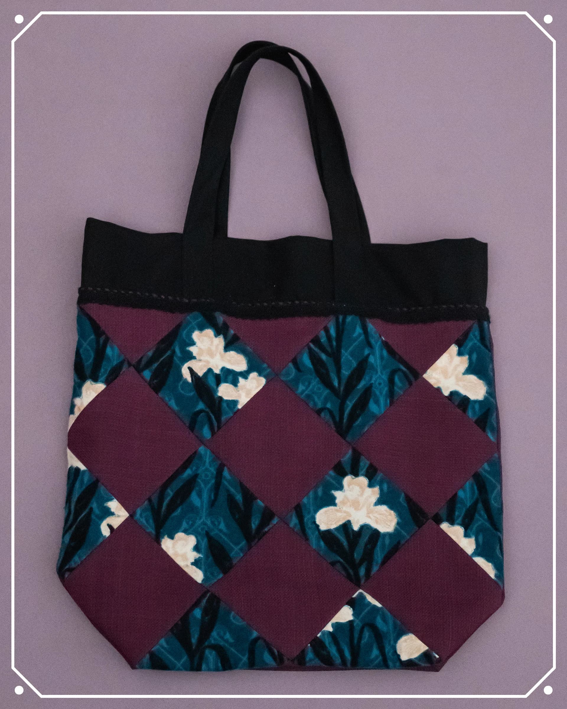 Cemetery Iris Contrast Fabric Tote Bag